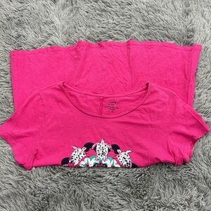 Crown & Ivy Pink Sequin Turtle Graphic Short Sleeve T-Shirt Tee Medium M